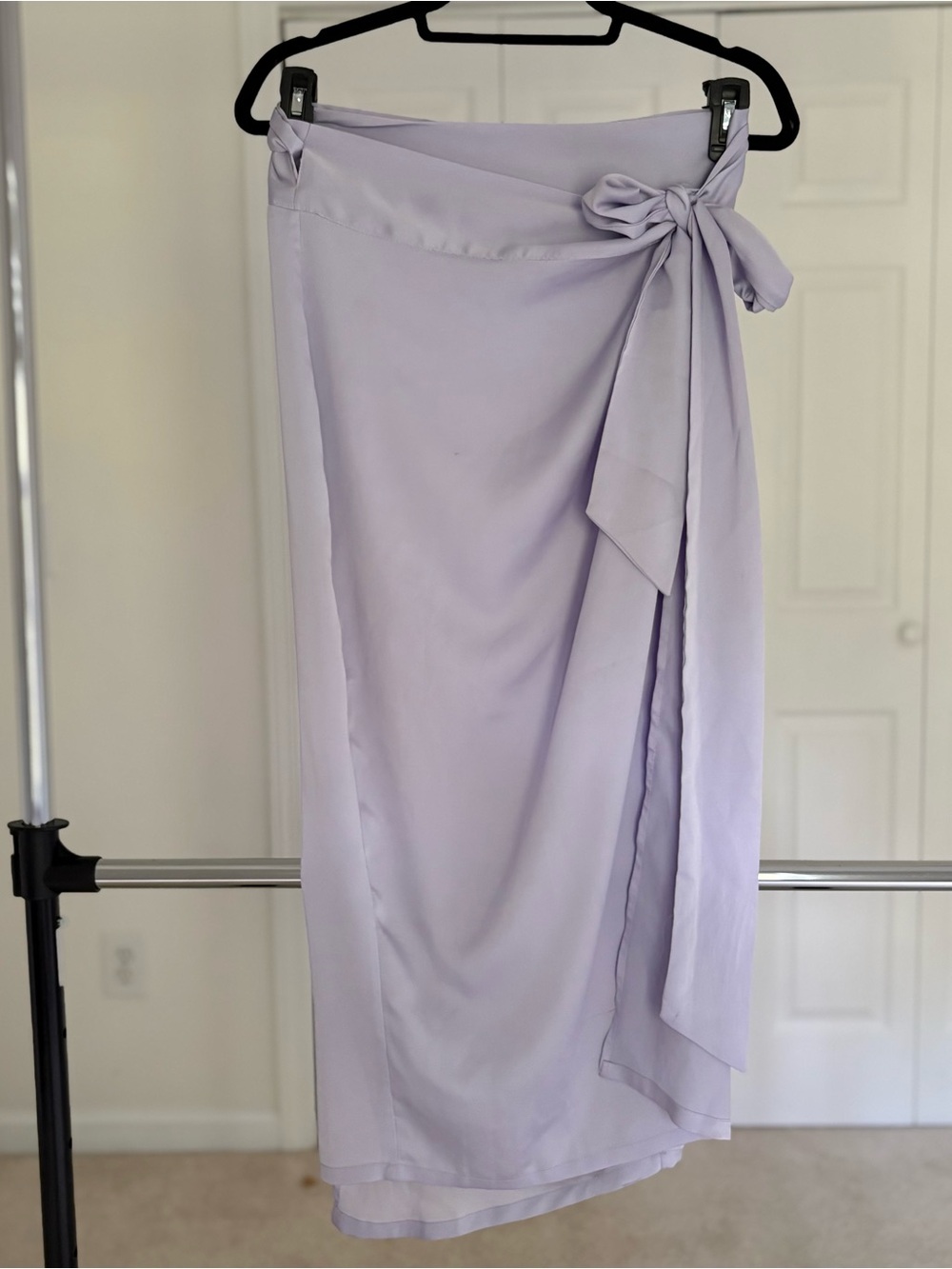 Lavender Tie-Waist Wrap Midi Skirt